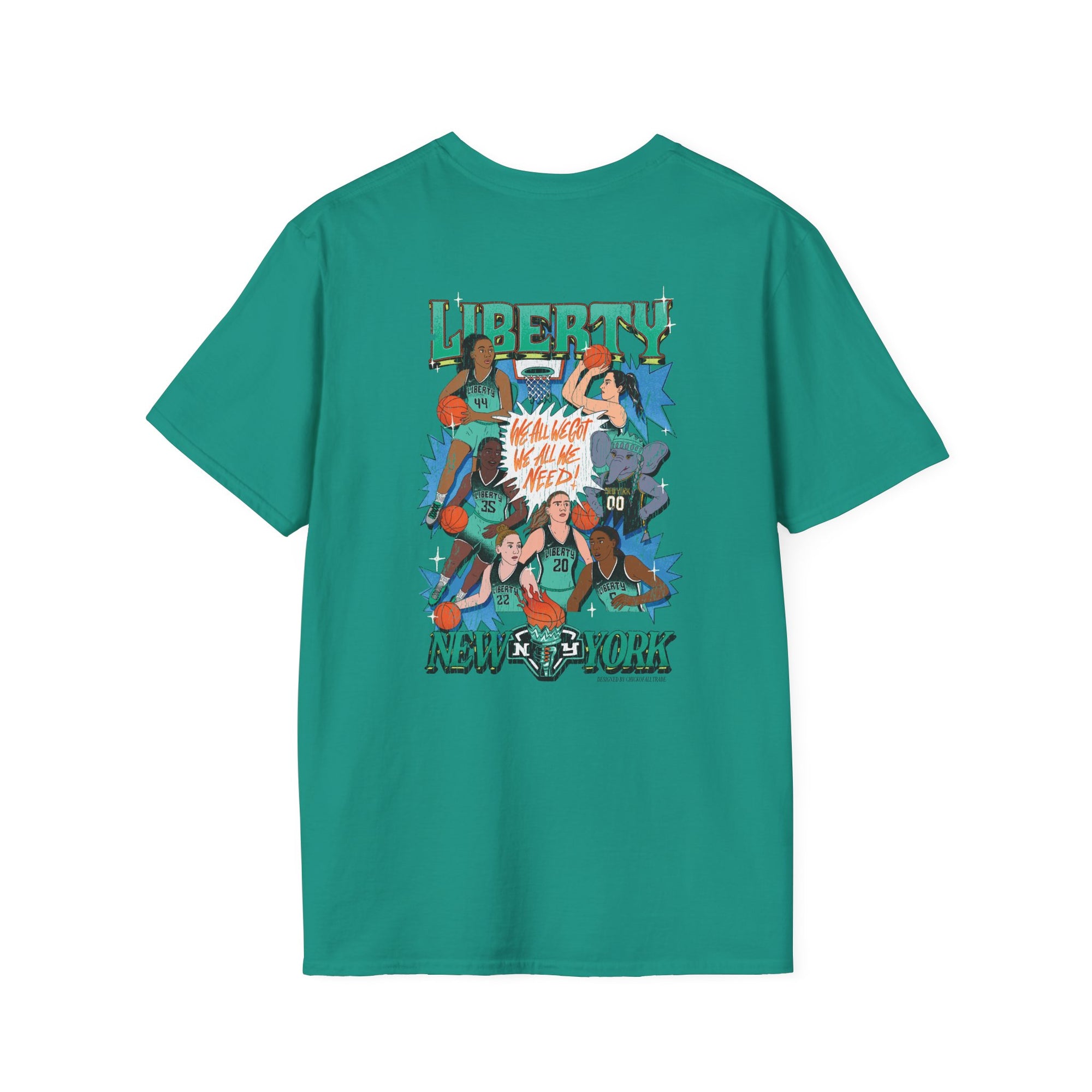 New York Liberty T Shirt, Jade or White, Unisex | NYL x Chickofalltrade