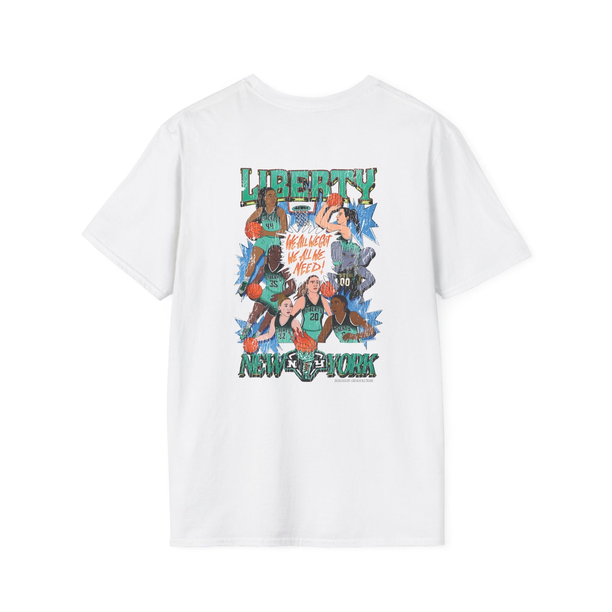 New York Liberty T Shirt, Jade or White, Unisex | NYL x Chickofalltrade