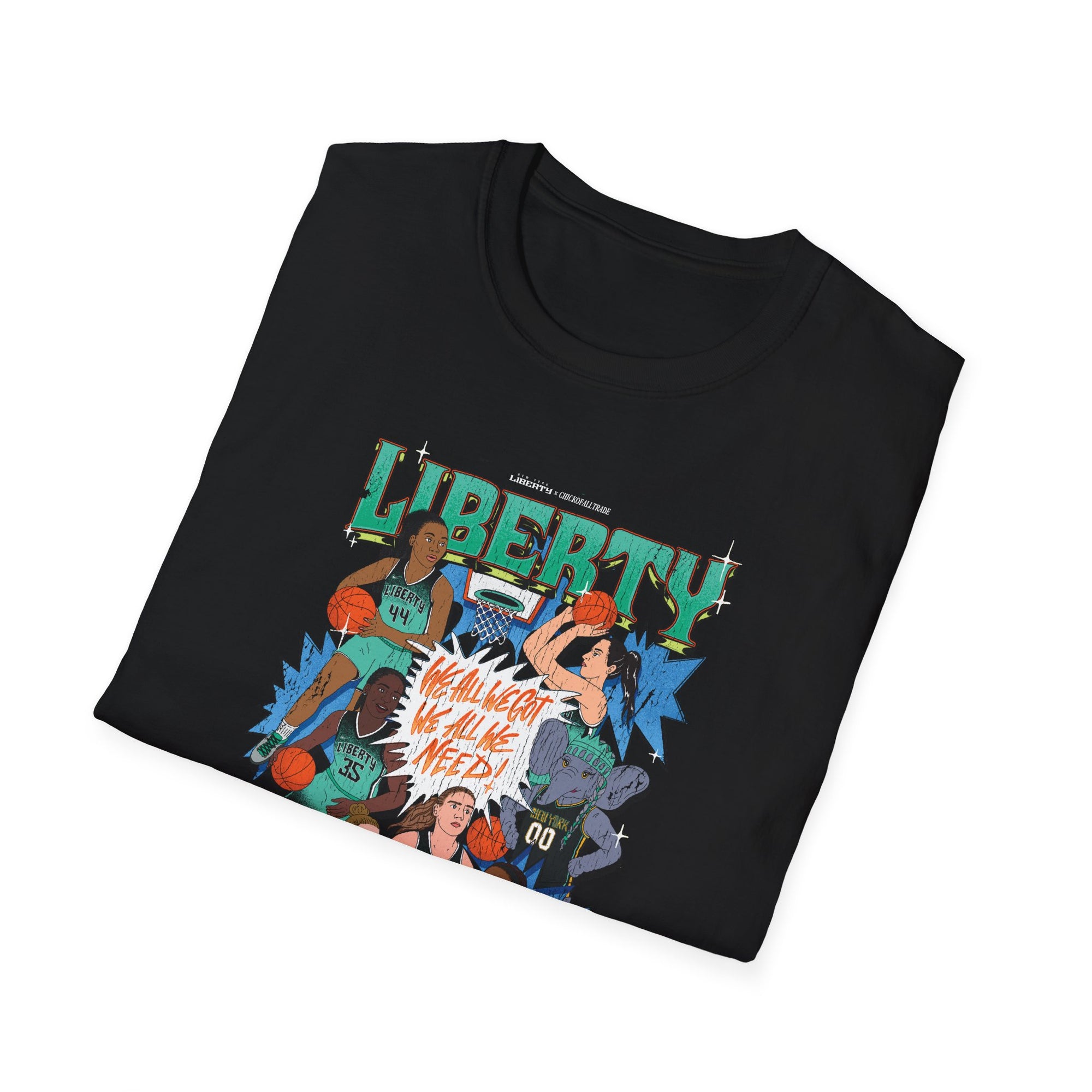 NY Liberty T Shirt, Black Vintage Look Unisex | New York Liberty X chickofalltrade