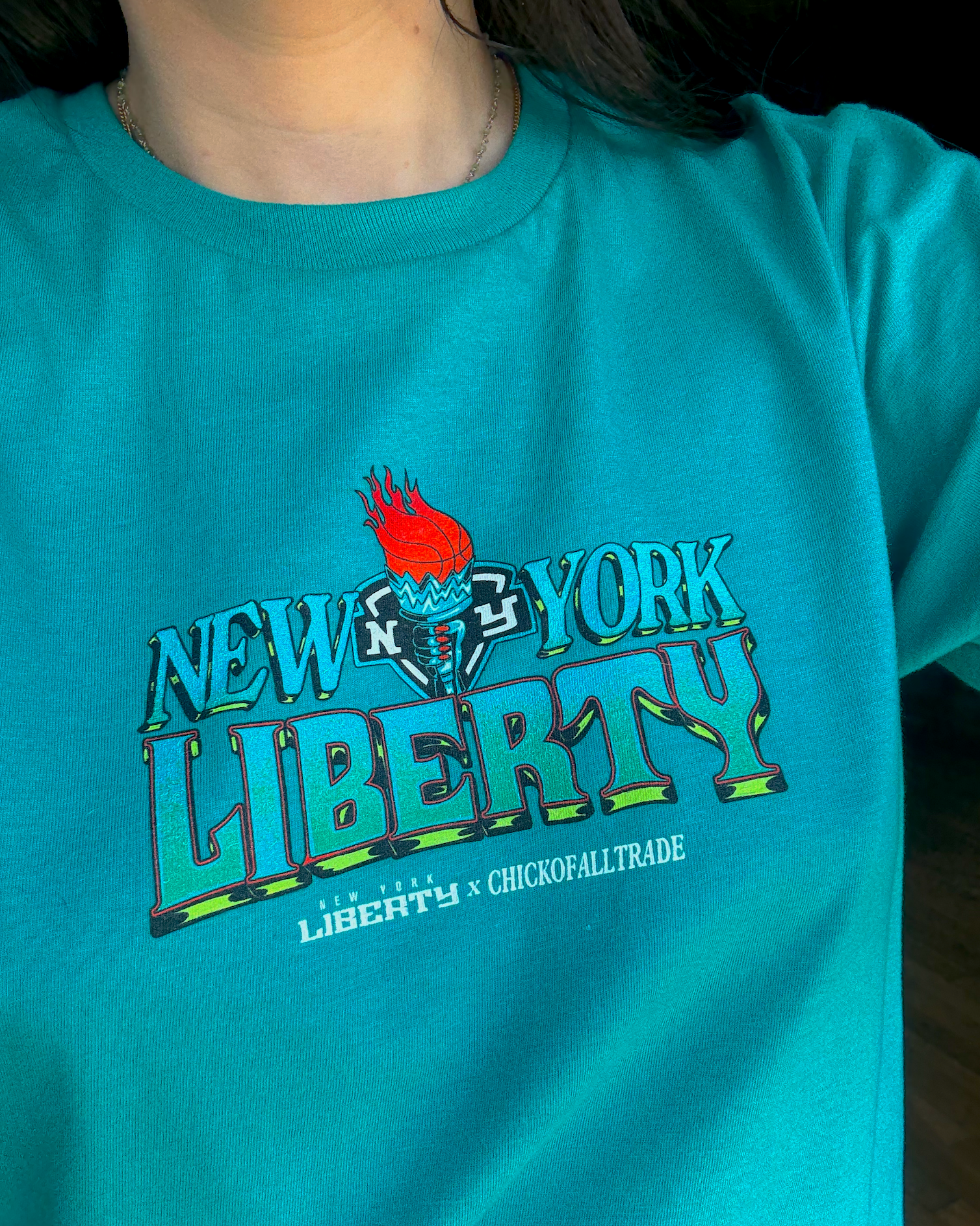 New York Liberty T Shirt, Jade or White, Unisex | NYL x Chickofalltrade