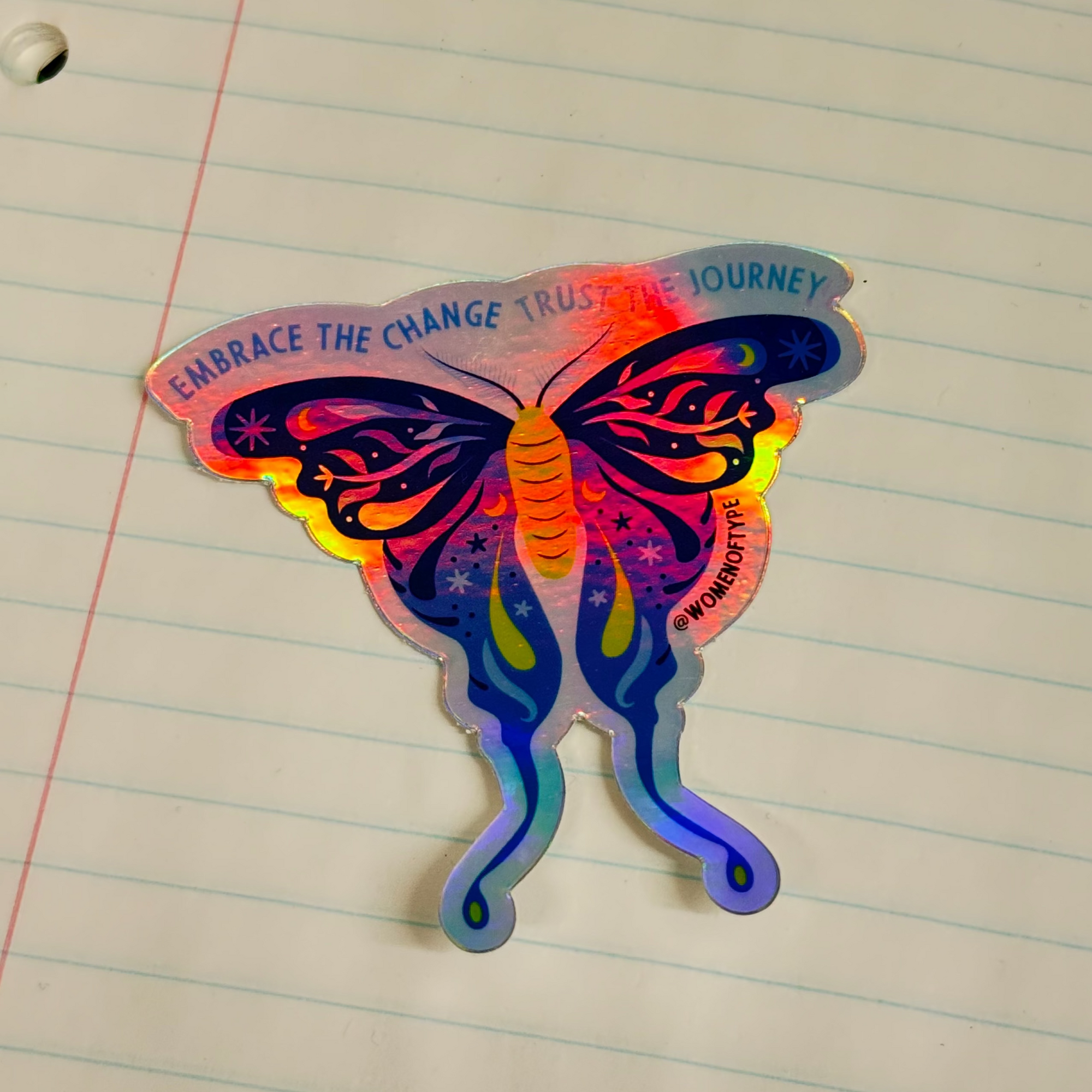 Embrace The Change Moth Sticker Iridescent 3"