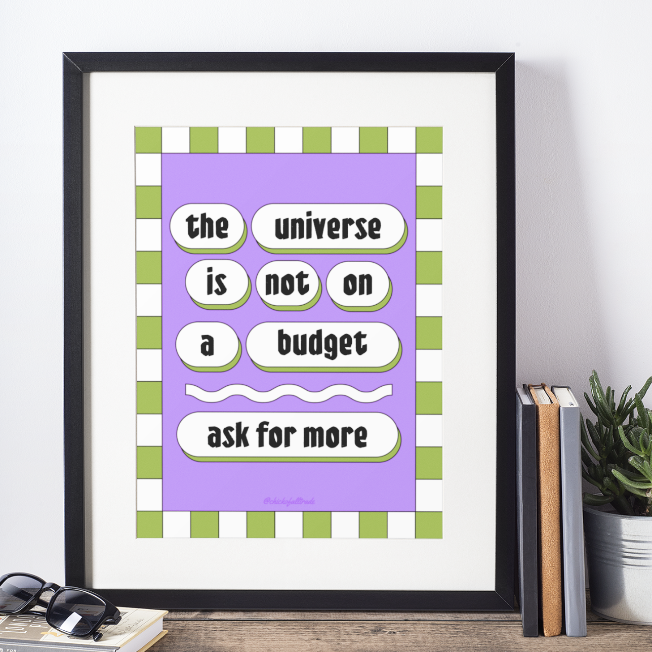 The Universe is Not On A Budget Fine Art Print - Green and Lavender - 2 Sizes